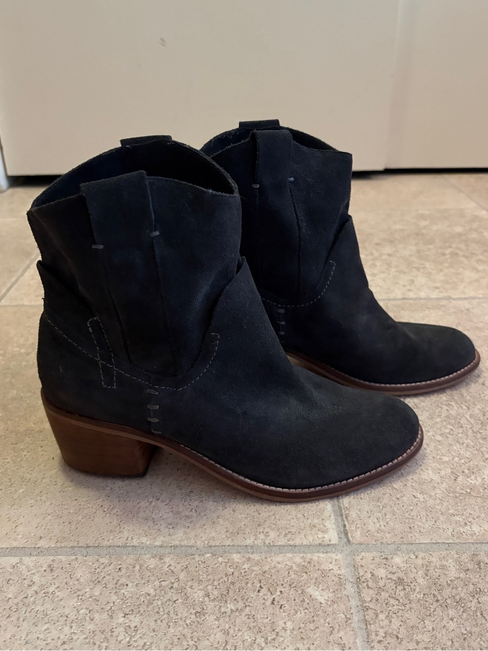 Dolce Vita Black Suede Western Ankle Boots